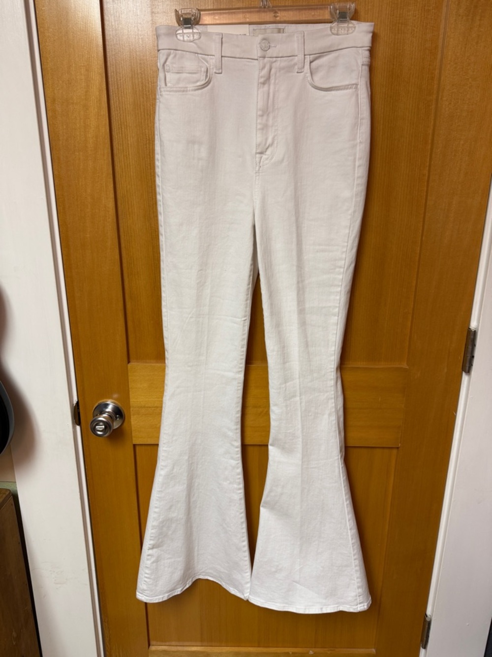 7 For All Mankind White Ultra High-Rise Skinny Flare Jeans
